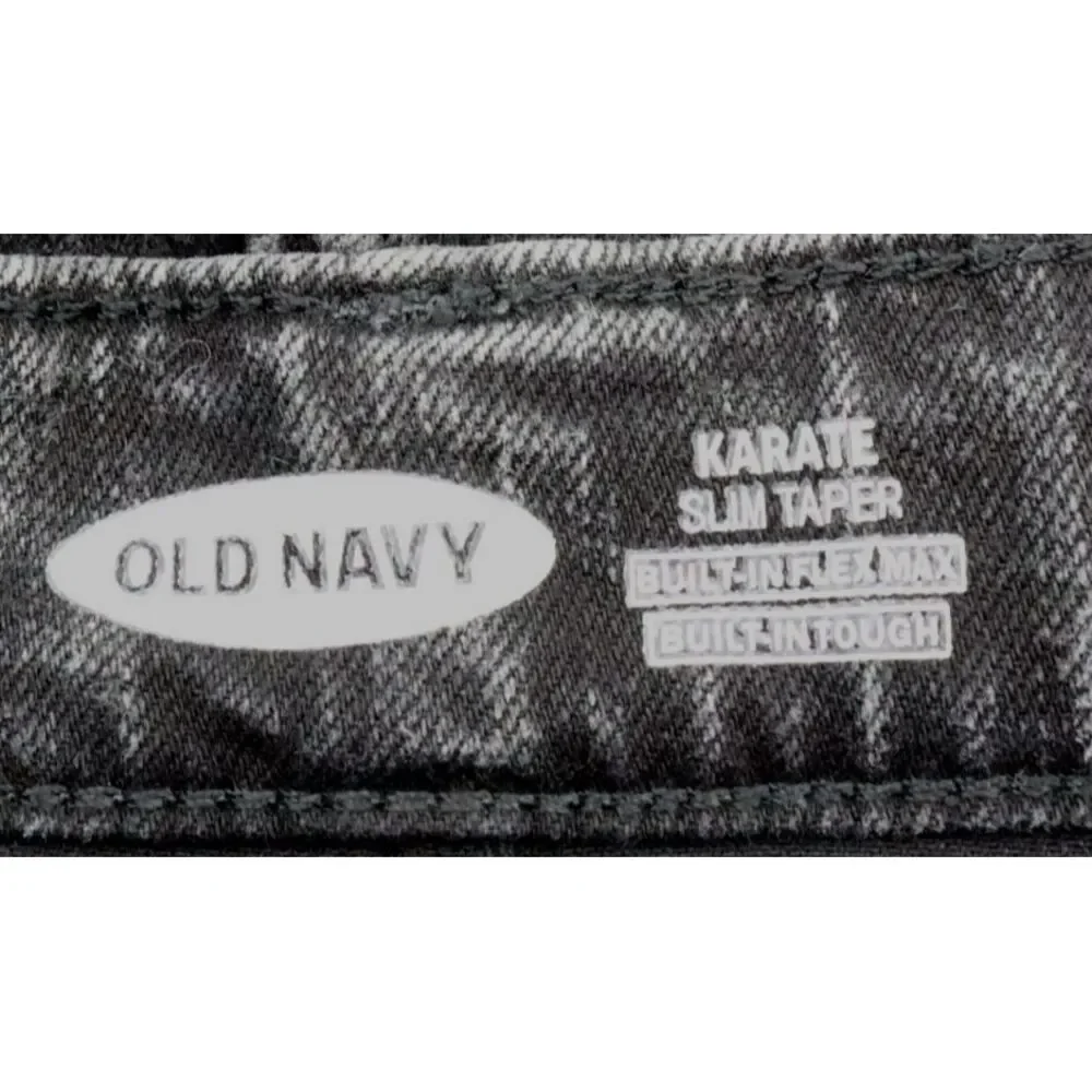 Old Navy Karate Slim Tapered Jeans Boys Size 12 Black Cotton Built-In Flex Tough